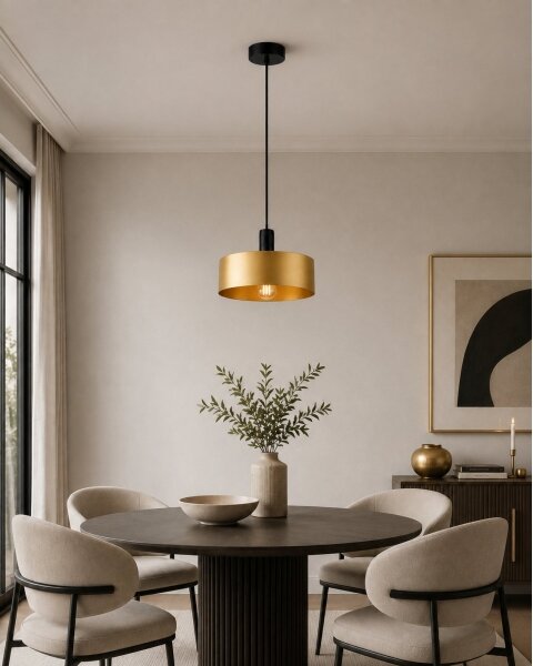Lampă suspendată pe cablu HAKI 1xE27/60W/230V auriu/negru