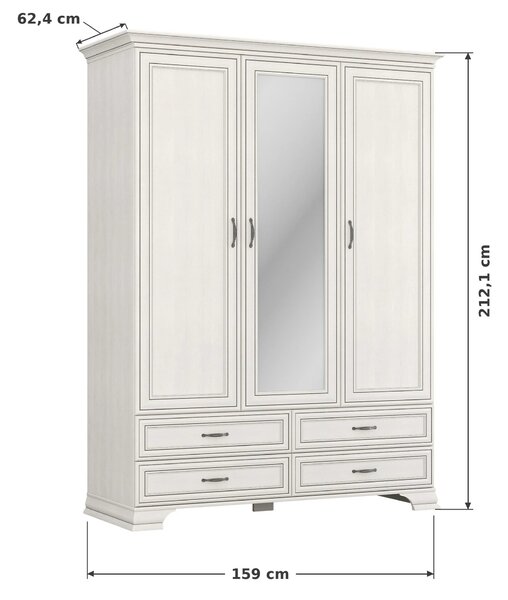 Mobilier dormitor clasic TIFFANY II, grej, PAL laminat, 5 piese