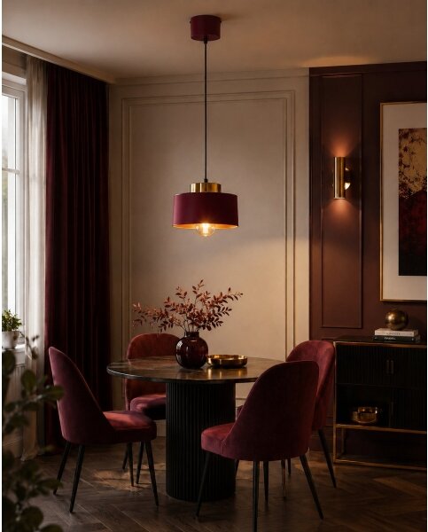 Lampă suspendată pe cablu IGNIA 1xE27/60W/230V vișiniu/auriu