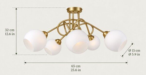 Lustră aplicată BAROC 5xE14/40W/230V aurie