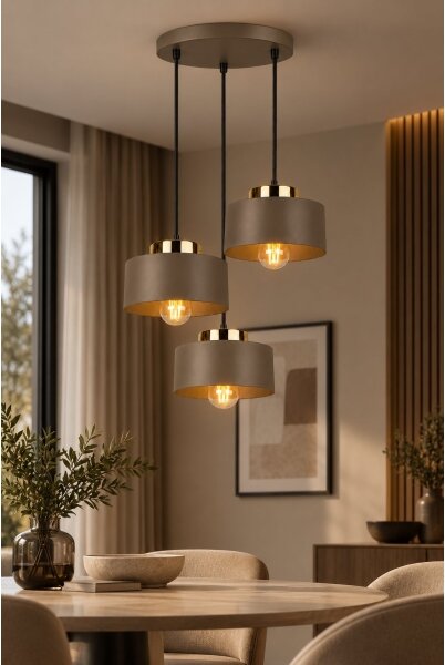 Candelabru suspendat pe cablu IGNIA 3xE27/60W/230V maro/auriu