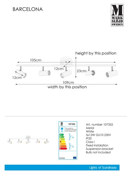 Markslöjd 107352 - Lampă spot BARCELONA 5xGU10/12W/230V