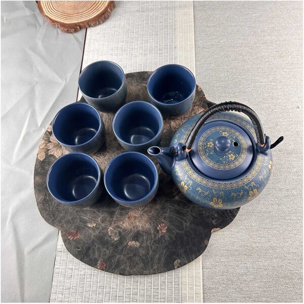 Set Ceainic 500 ml si 6 cupe din Portelan, cutie cadou, IMPERIAL BLUE