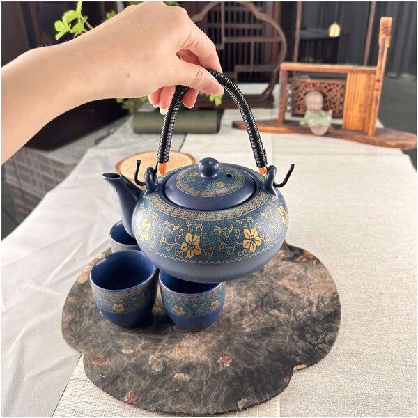 Set Ceainic 500 ml si 6 cupe din Portelan, cutie cadou, IMPERIAL BLUE