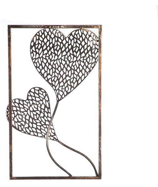 Decoratiune pentru perete 2 Purley Hearts,argintiu, 30x50 cm