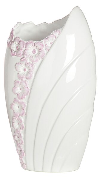 Vaza Fiona, ceramica, roz alb, 18x11x32 cm