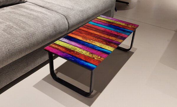 Măsuță cafea cu blat din sticla KJCT158, model multicolor
