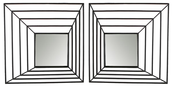 Set 2 oglinzi Shift, metal, negru, 6.5x40.5x40.5 cm