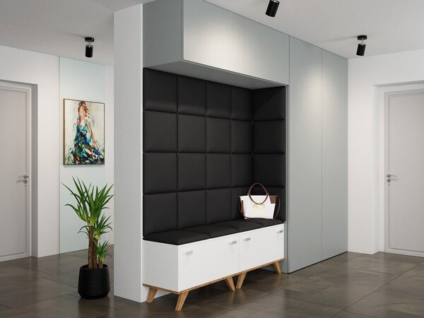 Panou de perete tapițat Pazara 30x30 (piele ecologică soft 011 (Negru). 1054238