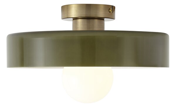 Plafonieră retro bronz cu sticlă verde - Jina