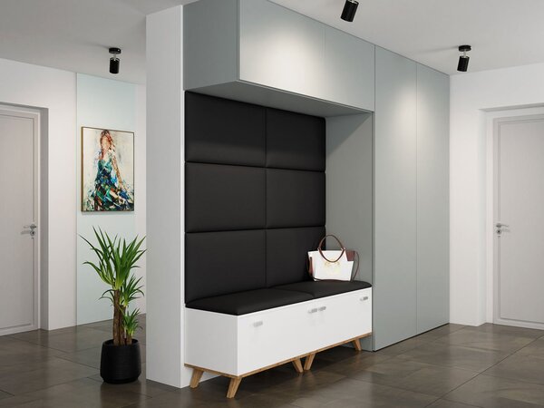 Panou de perete tapițat Pazara 70x40 (piele ecologică soft 011 (Negru). 1054350