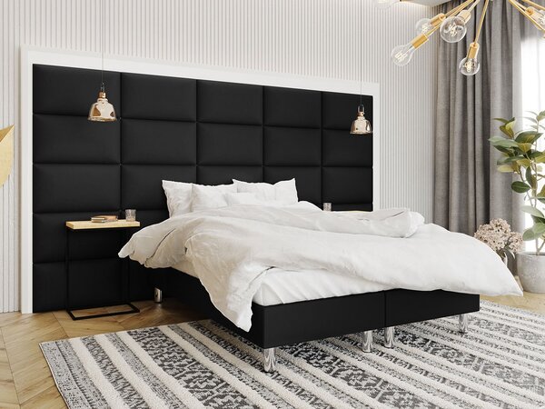 Panou de perete tapițat Pazara 70x40 (piele ecologică soft 011 (Negru). 1054350