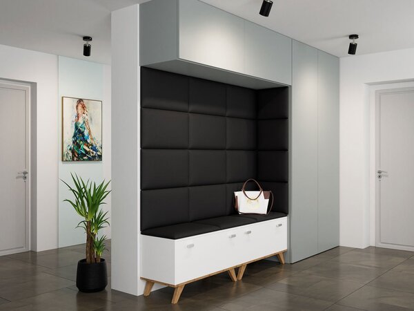 Panou de perete tapițat Pazara 50x30 (piele ecologică soft 011 (Negru). 1054360