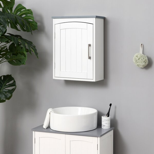 Kleankin Mobilier de Baie Suspendat, Raft Reglabil, 3 Nivele, MDF, Design Modern, 41x18.5x52cm, Alb și Gri | Aosom Romania