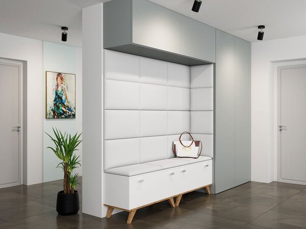Panou de perete tapițat Pazara 50x30 (piele ecologică soft 017 (Alb). 1054361