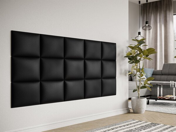 Panou de perete tapițat Pazara 40x30 cm (piele ecologică soft 011 (Negru). 1054380