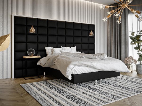 Panou de perete tapițat Pazara 40x30 cm (piele ecologică soft 011 (Negru). 1054380