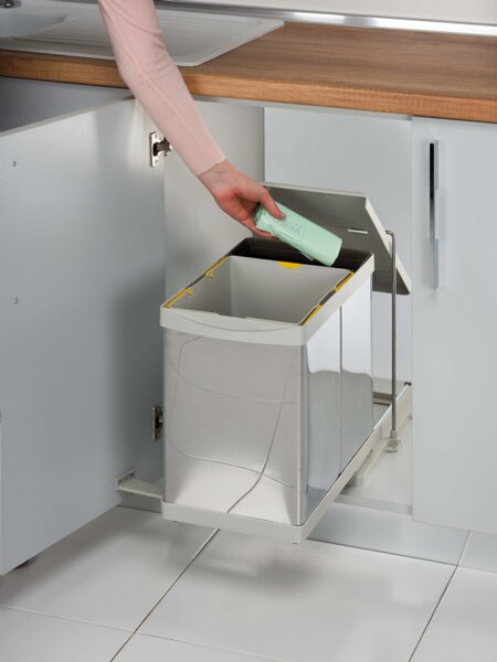 Cos gunoi model 21100, 273x440x425 mm, 1 cuva x1 l,1 cuva x 20 l inox