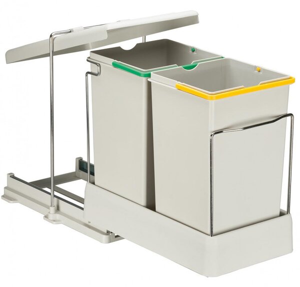 Cos gunoi model 21550, 273x430x430 mm, 2 cuve x14 l, finisaj gri