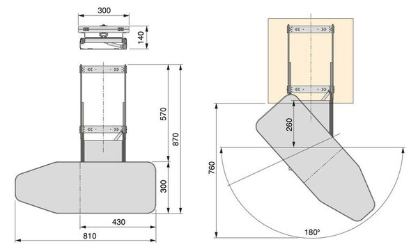 Masa de calcat incorporabila in dulap, 800/410x300x140 mm