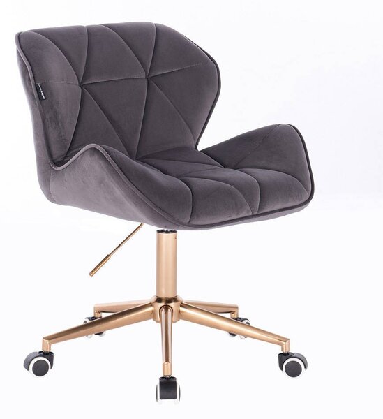 HR111K scaun Catifea Grafit cu Bază Aurie