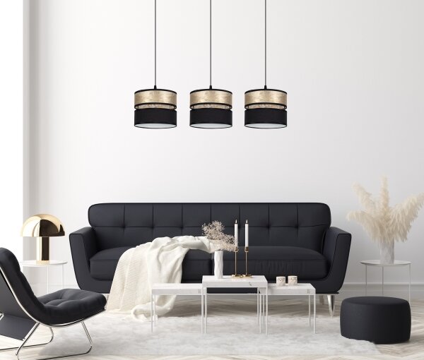 Lustră pe cablu LIMA 3xE27/60W/230V aurie/neagră