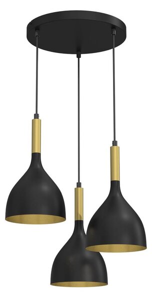 Lustră pe cablu NOAK 3xE27/60W/230V neagră/aurie