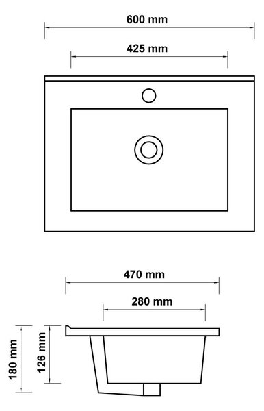 Hagser Erika lavoar 60x47 cm dreptunghiular mobilier-încastrat alb luciu HGR50000041