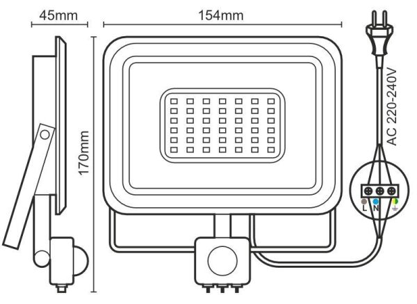 Proiector LED cu senzor LED/30W/230V 4000K IP44