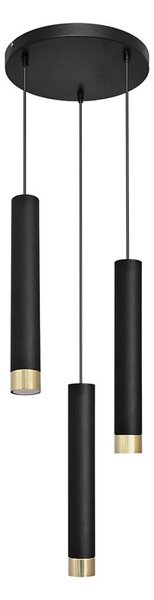 LED Lustră pe cablu TUBA 3xGU10/6,5W/230V neagră/aurie