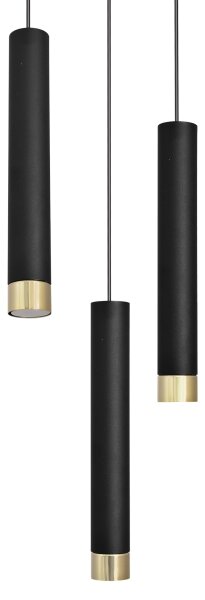 LED Lustră pe cablu TUBA 3xGU10/6,5W/230V neagră/aurie