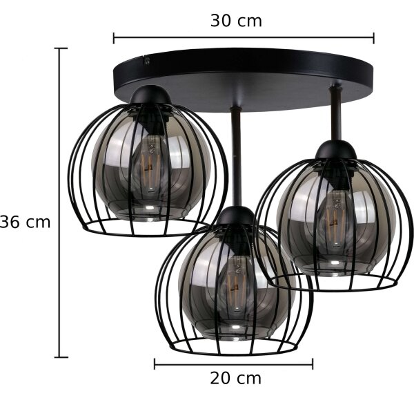 Lustră aplicată SOLO BLACK 3xE27/60W/230V d. 30 cm