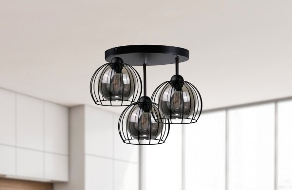 Lustră aplicată SOLO BLACK 3xE27/60W/230V d. 30 cm