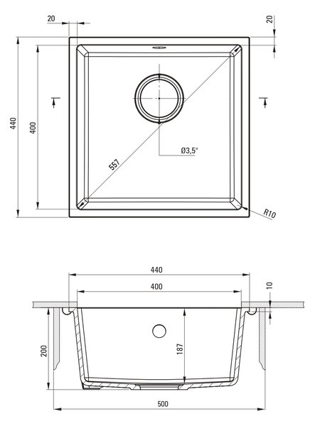 Deante Corda chiuvetă din granit 40x40 cm alb ZQA_A10A