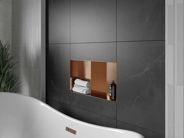 Mexen X-Wall-NR, raft încastrat fără flanșă 60 x 30 cm, cupru mat - 19C1603010S