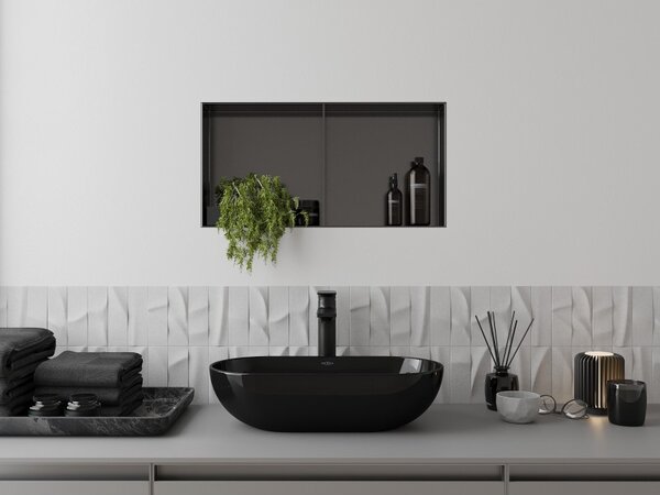 Mexen X-Wall-NR, raft încastrat fără flanșă 60 x 30 cm, grafit mat - 19E1603010S
