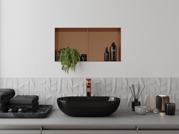 Mexen X-Wall-NR, raft încastrat fără flanșă 60 x 30 cm, cupru mat - 19C1603010S