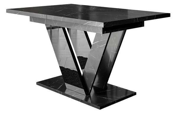 Masă VioliumMarmură neagră, Negru lucios, 8x8x12cm, ExtensieExtensie, PAL laminat, PAL laminat