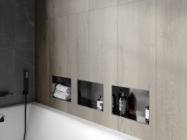 Mexen X-Wall-NR, raft încastrat fără flanșă 30 x 20 cm, grafit mat - 19E1302010