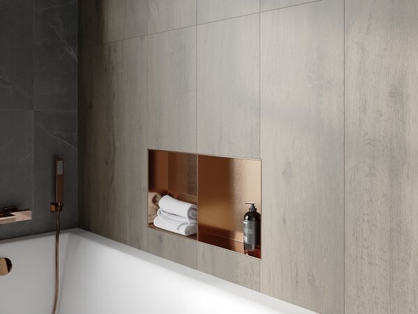 Mexen X-Wall-NR, raft încastrat fără flanșă 60 x 30 cm, cupru mat - 19C1603010S