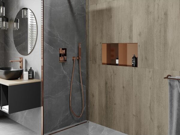 Mexen X-Wall-NR, raft încastrat fără flanșă 60 x 30 cm, cupru mat - 19C1603010S