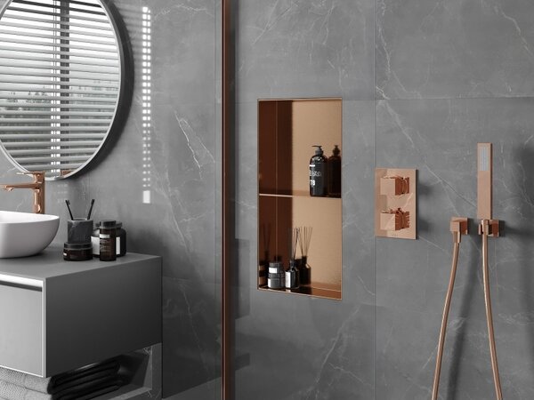 Mexen X-Wall-NR, raft încastrat fără flanșă 60 x 30 cm, cupru mat - 19C1603010S