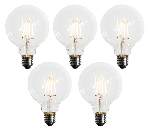 Set 5 becuri Bec LED E27 reglabil G95 5W 450lm 2200K