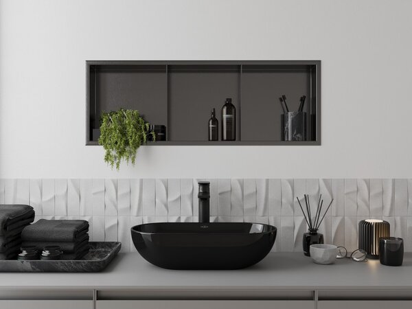 Mexen X-Wall-R, raft încastrat cu flanșă 90 x 30 cm, grafit mat - 19E0903010S