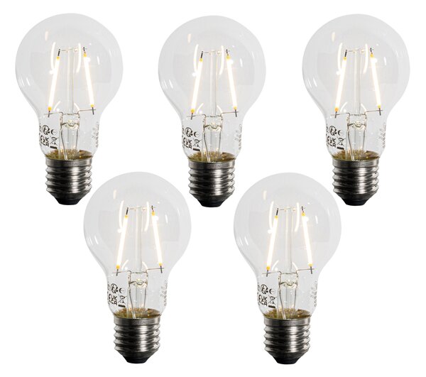 Set de 5 becuri LED E27 A60 cu senzor crepuscular 2,5W 250 lm 2200K