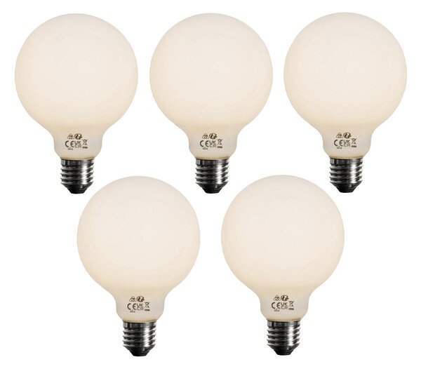 Set 5 becuri Bec LED E27 reglabil în 3 trepte, opal G95 4W 450lm 3000K