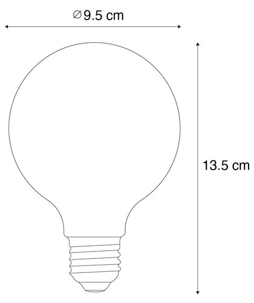 Set 5 becuri Bec LED E27 reglabil în 3 trepte, opal G95 4W 450lm 3000K