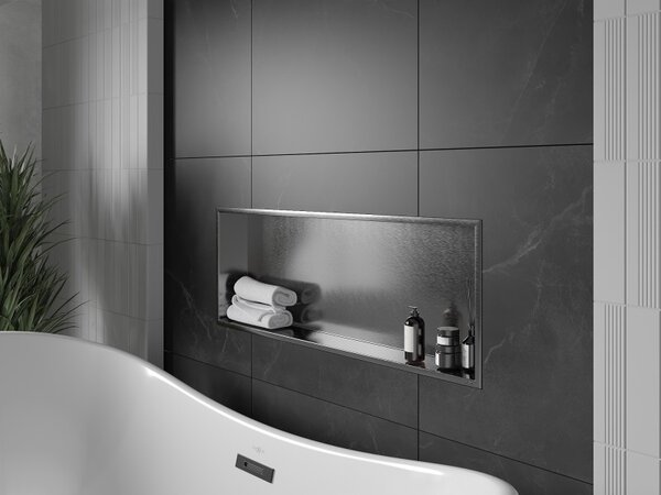Mexen X-Wall-R, raft încastrat cu flanșă 90 x 30 cm, grafit mat - 19E0903010