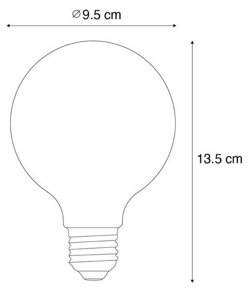 Set 5 becuri Bec LED E27 reglabil G95 5W 450lm 2200K