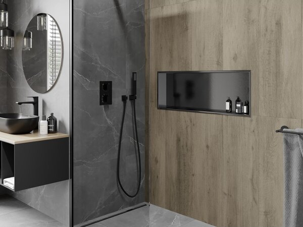 Mexen X-Wall-R, raft încastrat cu flanșă 90 x 30 cm, grafit mat - 19E0903010